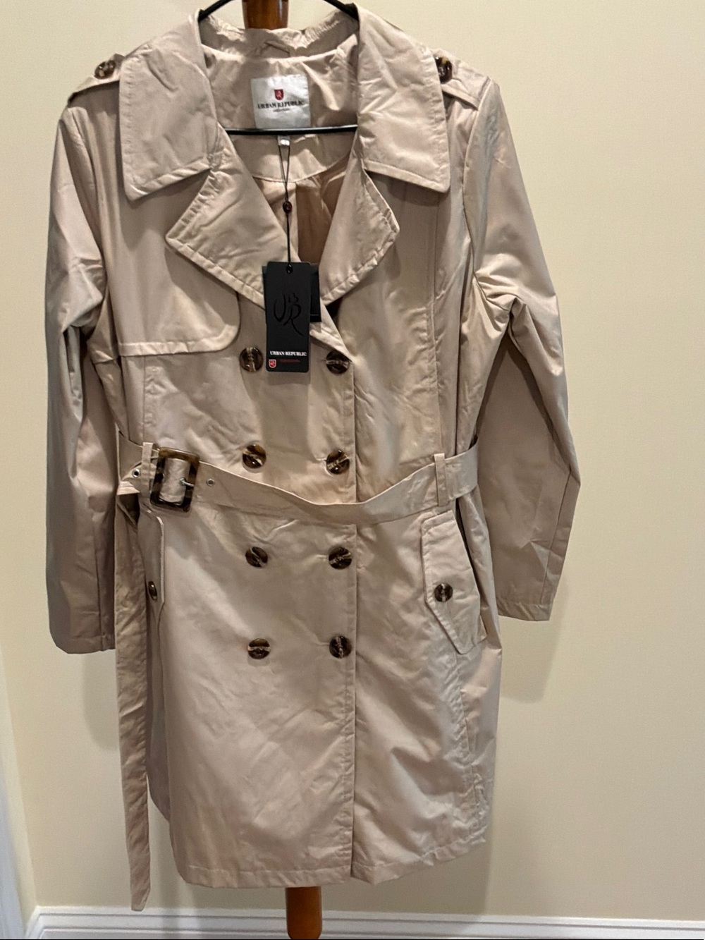 Urban Republic Light Beige Trench rain coat with belt size L